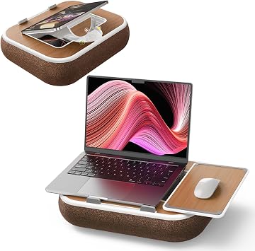Lap Desk with Storage Cushion Washable with Magnetic Mouse Pad | Multi-Functional Lap Desk for Home Office Couch Bed With Scented Cotton Pads -Fits Up to 15 Inch Laptop