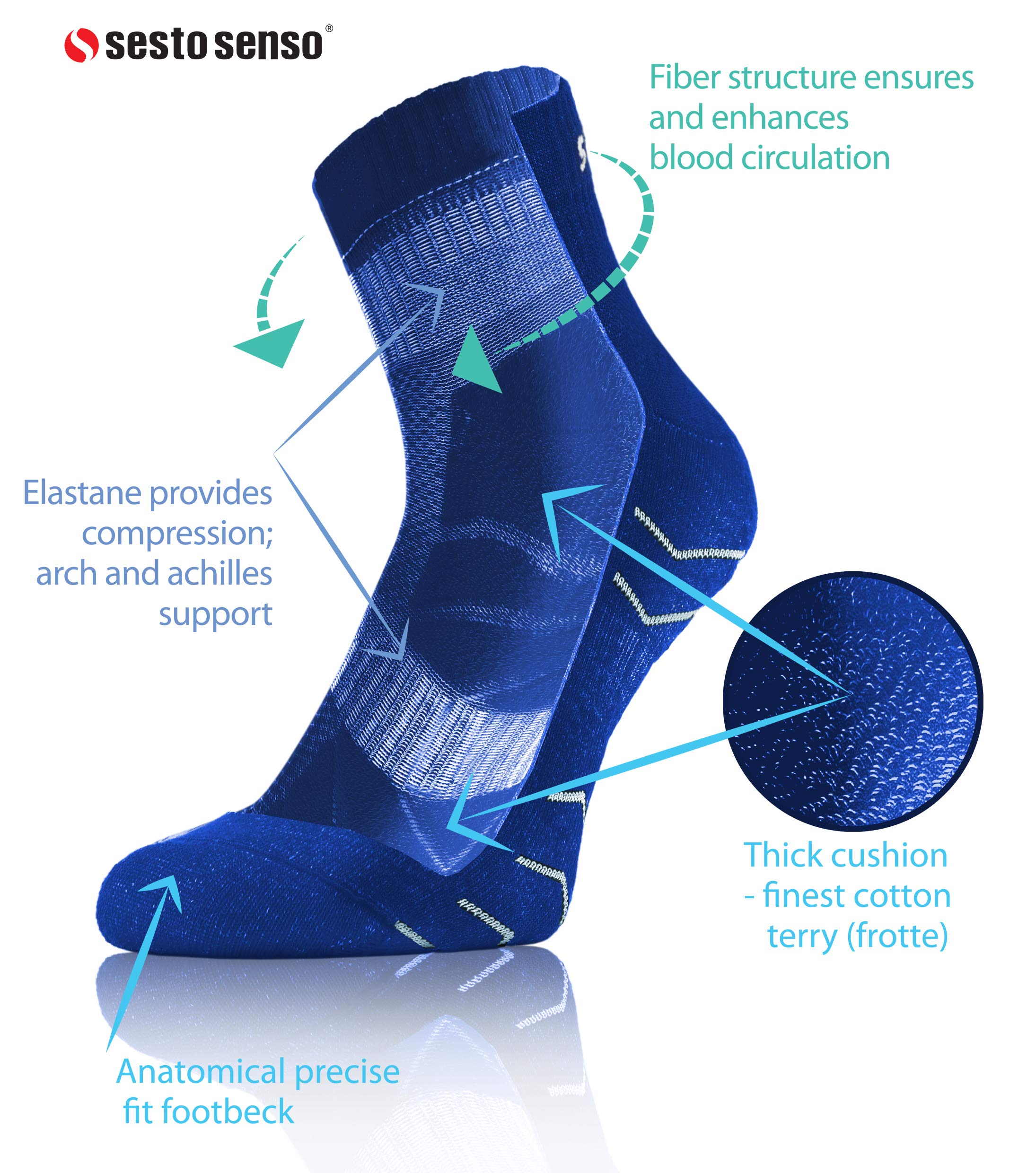 Sesto Senso Calcetines Deporte Colores Mujer Hombre Algodón 3-6 Pares