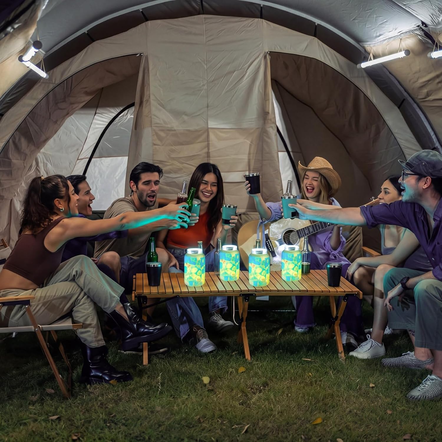 Qinyoung 6 Pcs Firefly Mason Jars Firefly Paper Crafts with LED Candle Light DIY Suncatchers Decoration Make Your Own Camping VBS Mason Jars Supplies for Sunday School Projects Activity
