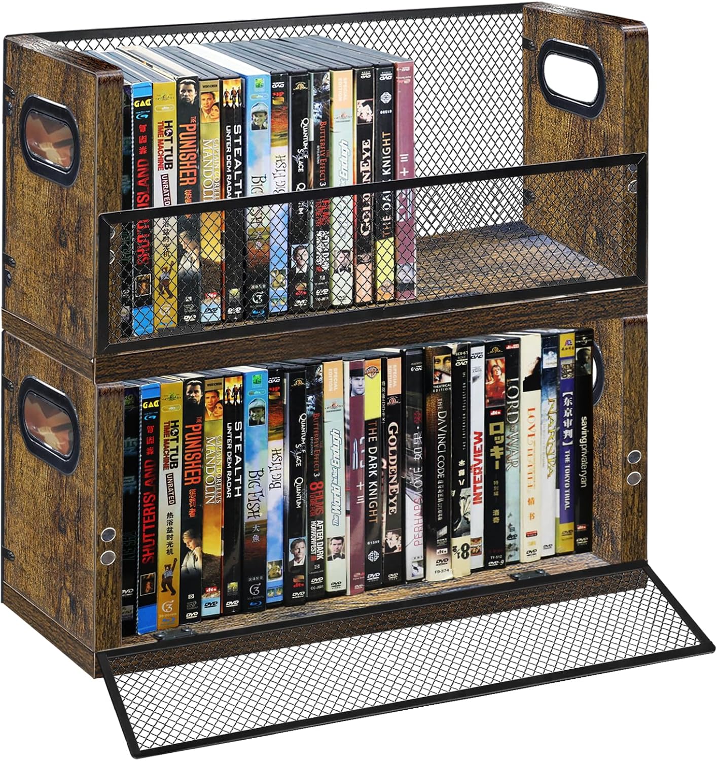 DVD/Blu ray Storage Rack, 2 Pack DVD Holders Hold Up To 56 DVDs (28 Each), Stackable DVD Tower also Used for CDs, Video Game Cases, Vhs Taps, Desktop Organizer of Music and Movie Discs
