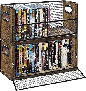 DVD/Blu ray Storage Rack, 2 Pack DVD Holders Hold Up To 56 DVDs (28 Each), Stackable DVD Tower also Used for CDs, Video Game Cases, Vhs Taps, Desktop Organizer of Music and Movie Discs