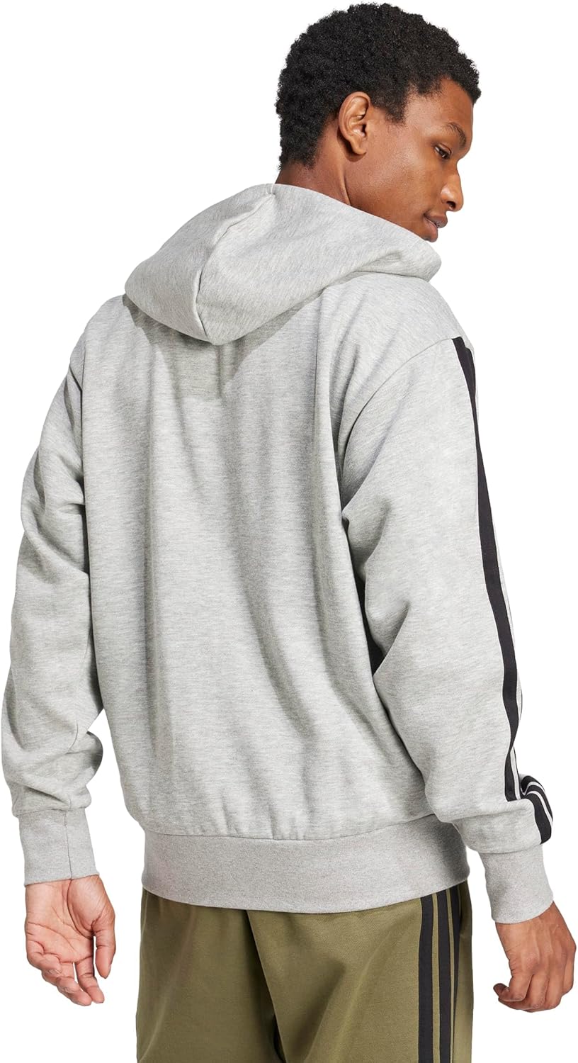 adidas mens Essentials 3-stripes Fleece Full-zip Hooded Track Top - Image 3