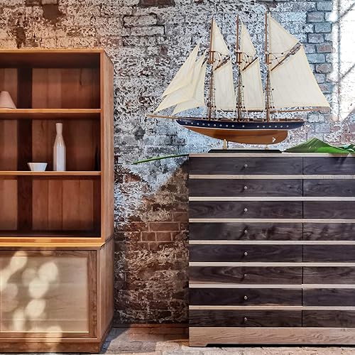 Miniatura 7 de NAUTIMALL 25 "velero de madera modelo velero yate atlántico goleta escala réplica náutica decoración del hogar exhibición colección embarcación