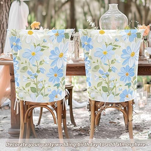 Miniatura 5 de Covers for Chairs Washable for Dorm Desk Set of 2 Office Chair Seat Cover cubiertas para sillas de comedor Summer Fresh Blue Daisies