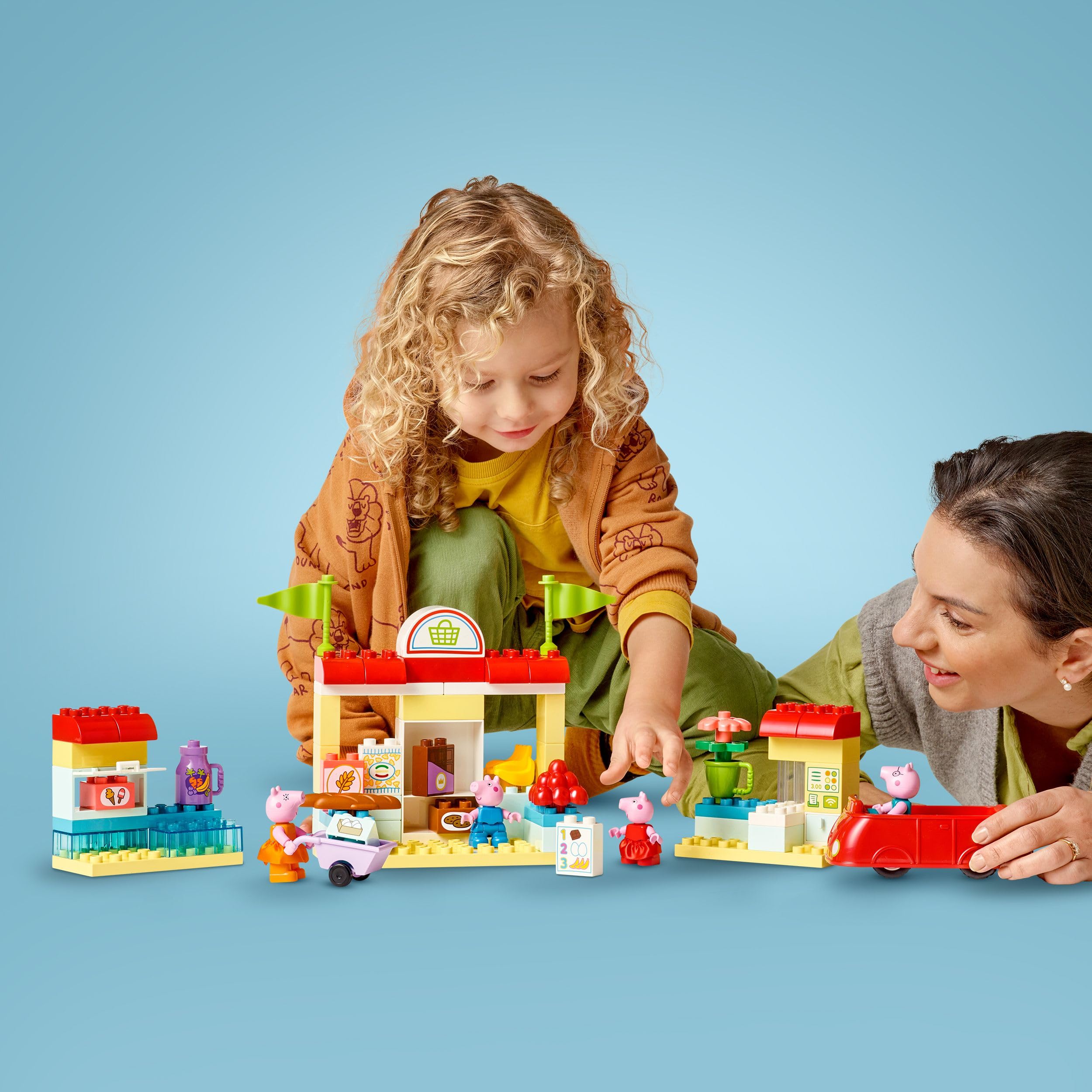 LEGO DUPLO Il Supermercato di Peppa Pig - Gioco Didattico per la Motricità Fine per Bambine e Bambini da 2 Anni in su - Include Negozio, Macchinina Giocattolo e 4 Personaggi - Idea Regalo - 10434