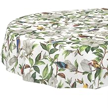 Oilcloth Tablecloth, Washable, Easy-Care Water-Repellent, Lotus Effect, Garden Tablecloth, Oval, 240 x 140 cm, Cut Edge