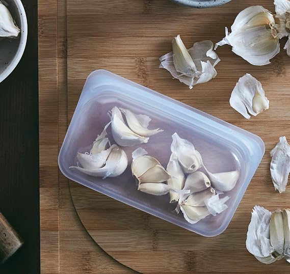 Stasher Reusable Food Grade Silicone Food Grade Storage Bags Reduces Disposable Plastic Blue (Snack) Cooking Storing Sous Vide or Freezing Leak Proof Dishwasher Safe Eco Friendly 340 ml