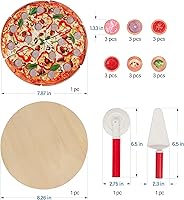 Vista 2 de Juego de alimentos de simulación para cortar, juguete de cocina de madera para niños, juego de pizza de madera, accesorios de cocina de simulación