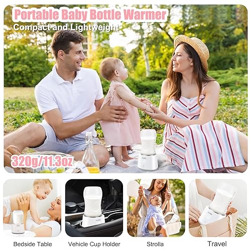 Miniatura 8 de Calentador de biberones portátil con embalaje de regalo, calentador de biberones para viajes, compatible con la mayoría de biberones, calentador de