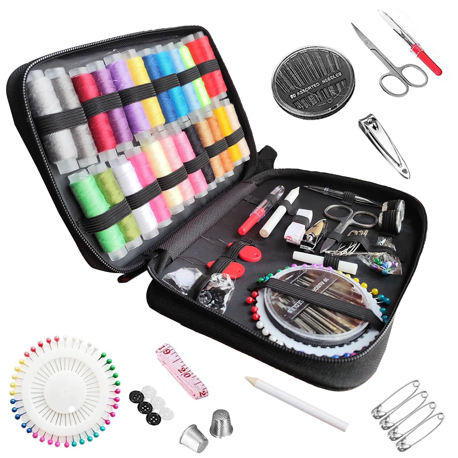 Kit Da Cucito Da Viaggio Portatile Rosa - Scatola Mini Forniture Fai Da Te Con Ago E Filato, Per Principianti E Viaggiatori - 5