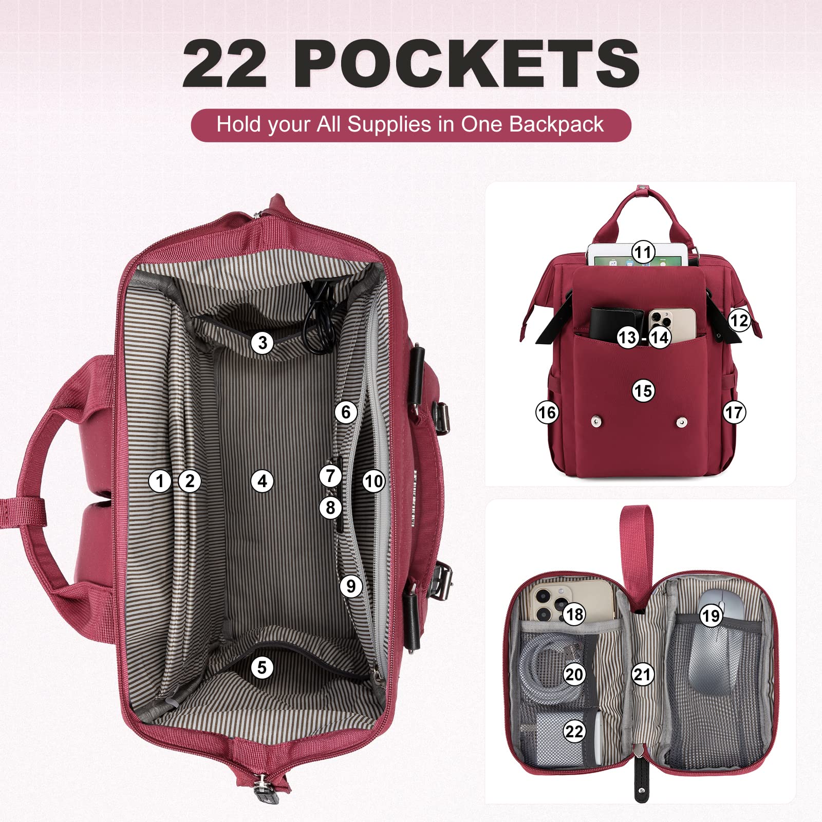 Amazon.com: LOVEVOOK Laptop Backpack for Women Work Travel  display picture 2