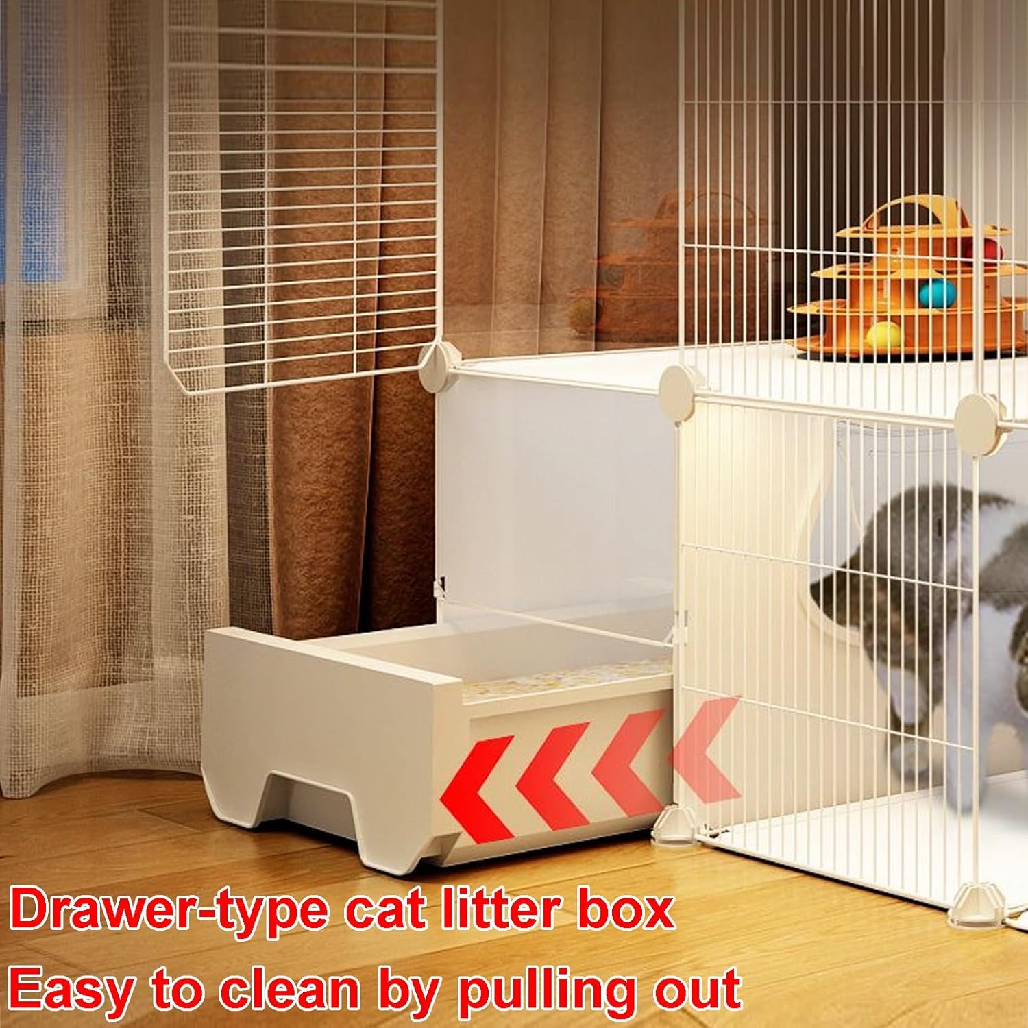 3 Tier Indoor Detachable Metal Kitten Cage DIY Pet Cat Kennel Enclosures with 3 Door for 1-2 Cats