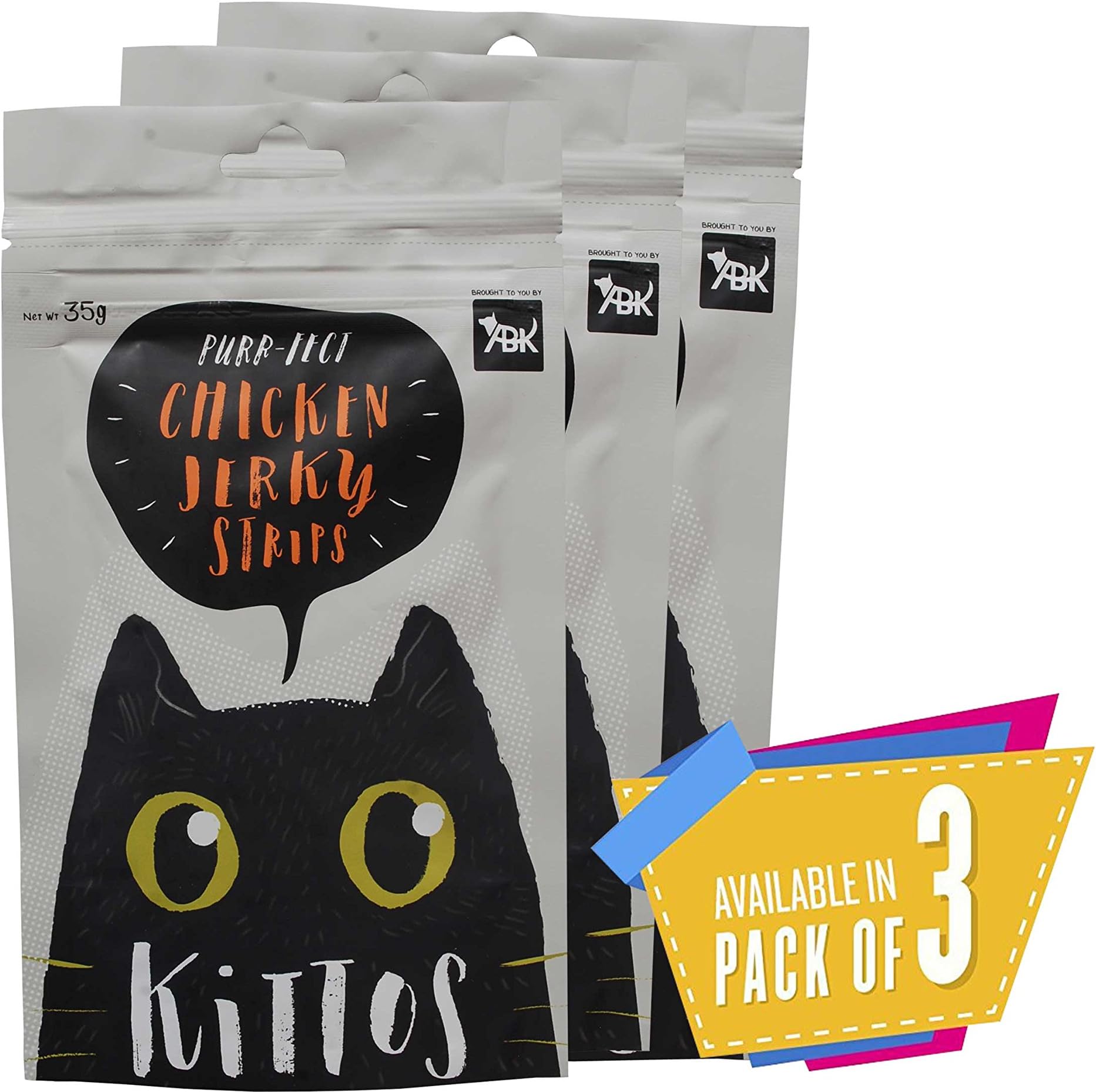 Kittos Cat Treats (Chicken Jerky Strips Pack of 3)