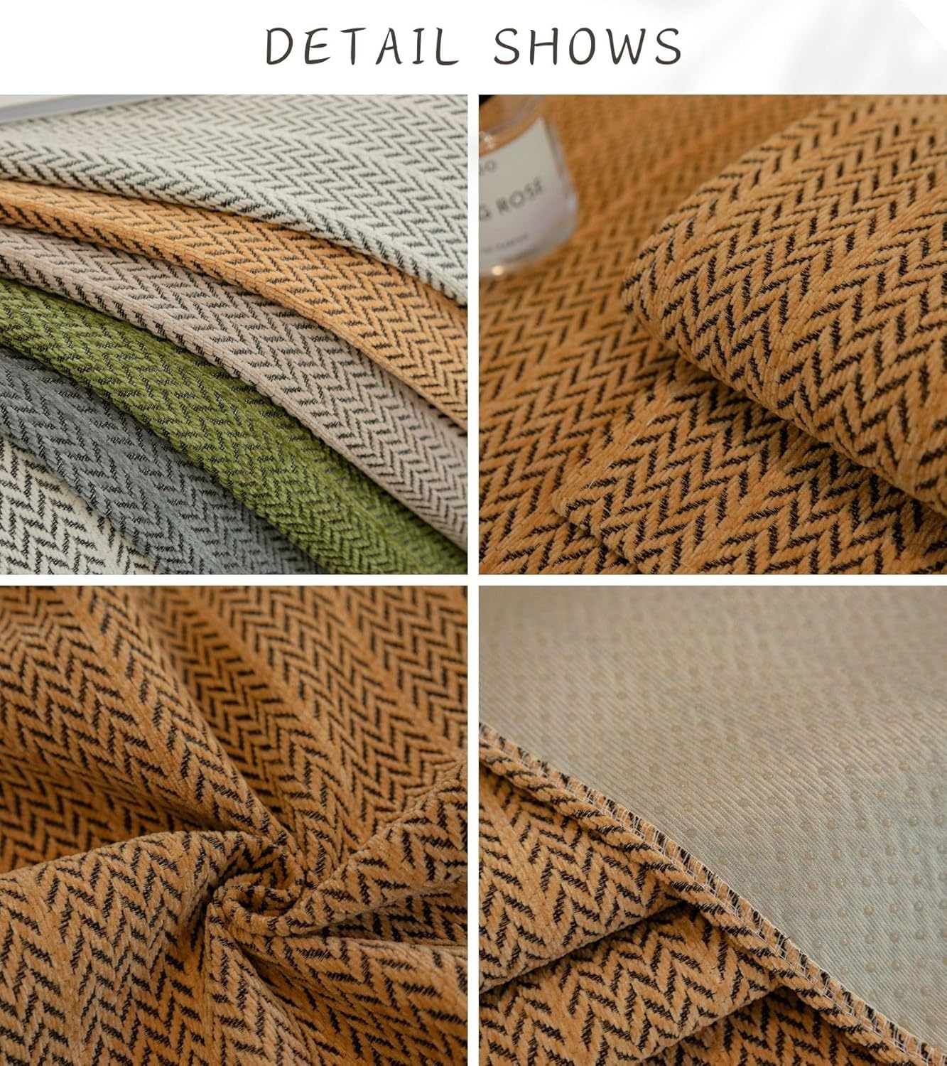 Herringbone Chevron Jacquard Sofa Cover Super Soft Chenille Striped Sectional Couch Cover Farmhouse Zig Zag Anti-Slip Sofa Slipcover Washable Furniture Protector (Orange,36''x94'')
