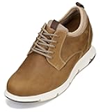 CALTO Men's Invisible Height Increasing Elevator Shoes - Tan Brown Lace-up Premium Leather Casual Derby - 3.3 Inches Taller - J1200 - Size 9.5 D(M) US