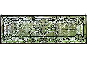TMI ART PANEL 36 x 12 Stunning Handcrafted All Clear Stained Glass...