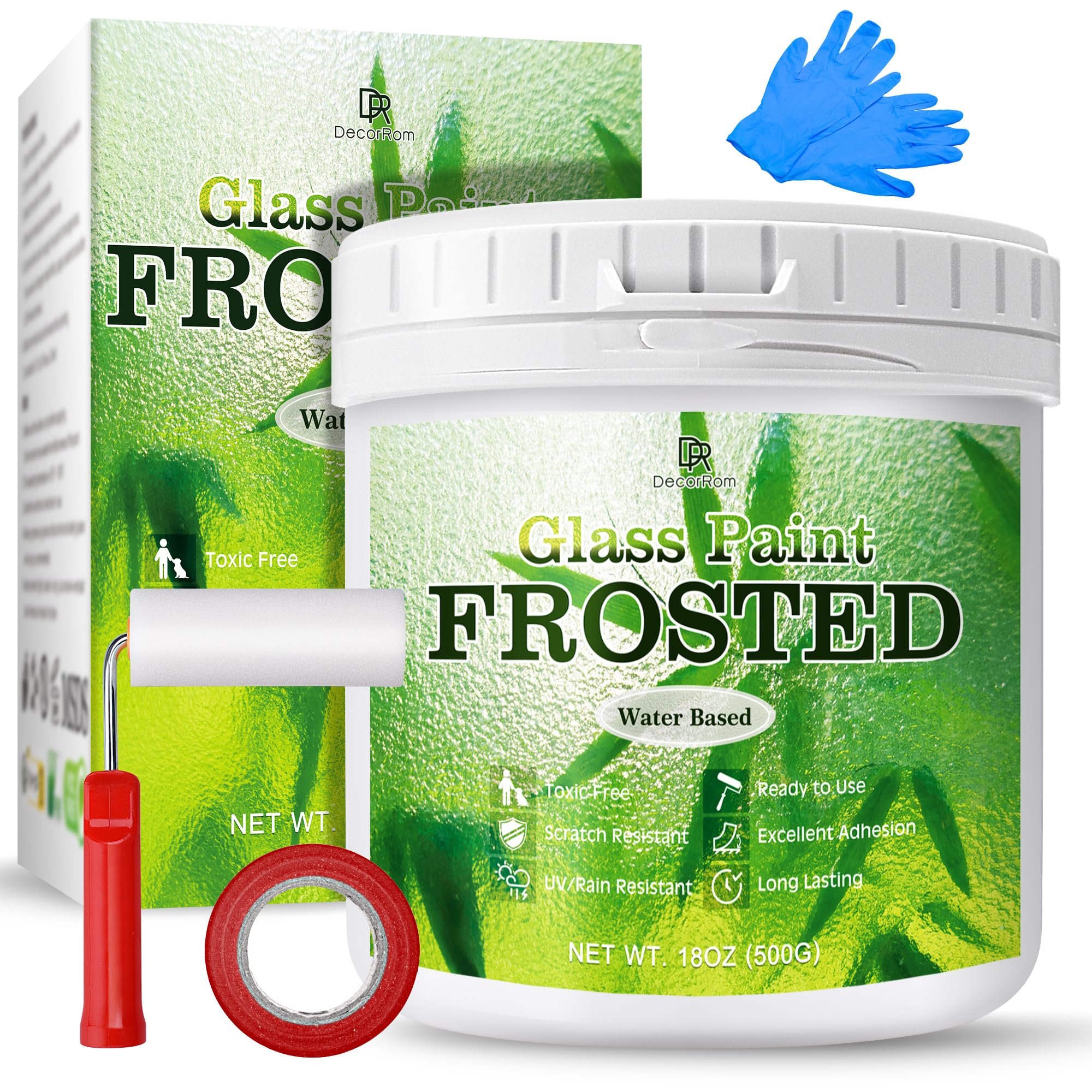 Frosted Glass Paint for Windows - 500g Water-Based Window Privacy Film Spray Paint Kit with Tools, Low Odor Frosted Glass Spray for Bathroom, Kitchen, Sliding Door - DIY Window Frost Paint