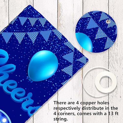 Miniatura 3 de Cartel de feliz cumpleaños número 10 color azul y negro, decoración temática de globos de confeti para niñas de 10 años, suministros de cumpleaños,