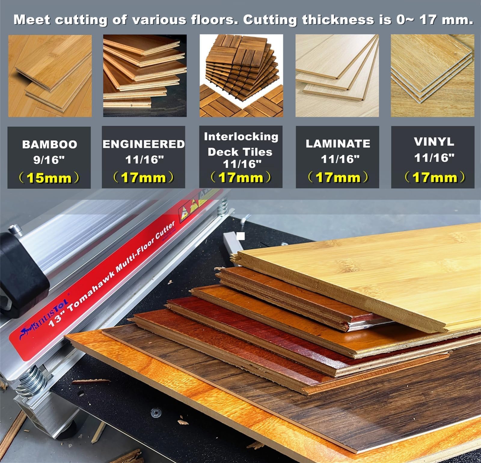 VEVOR Taglierina per Pavimenti in Laminato Vinilico Profondità di Taglio 12 mm