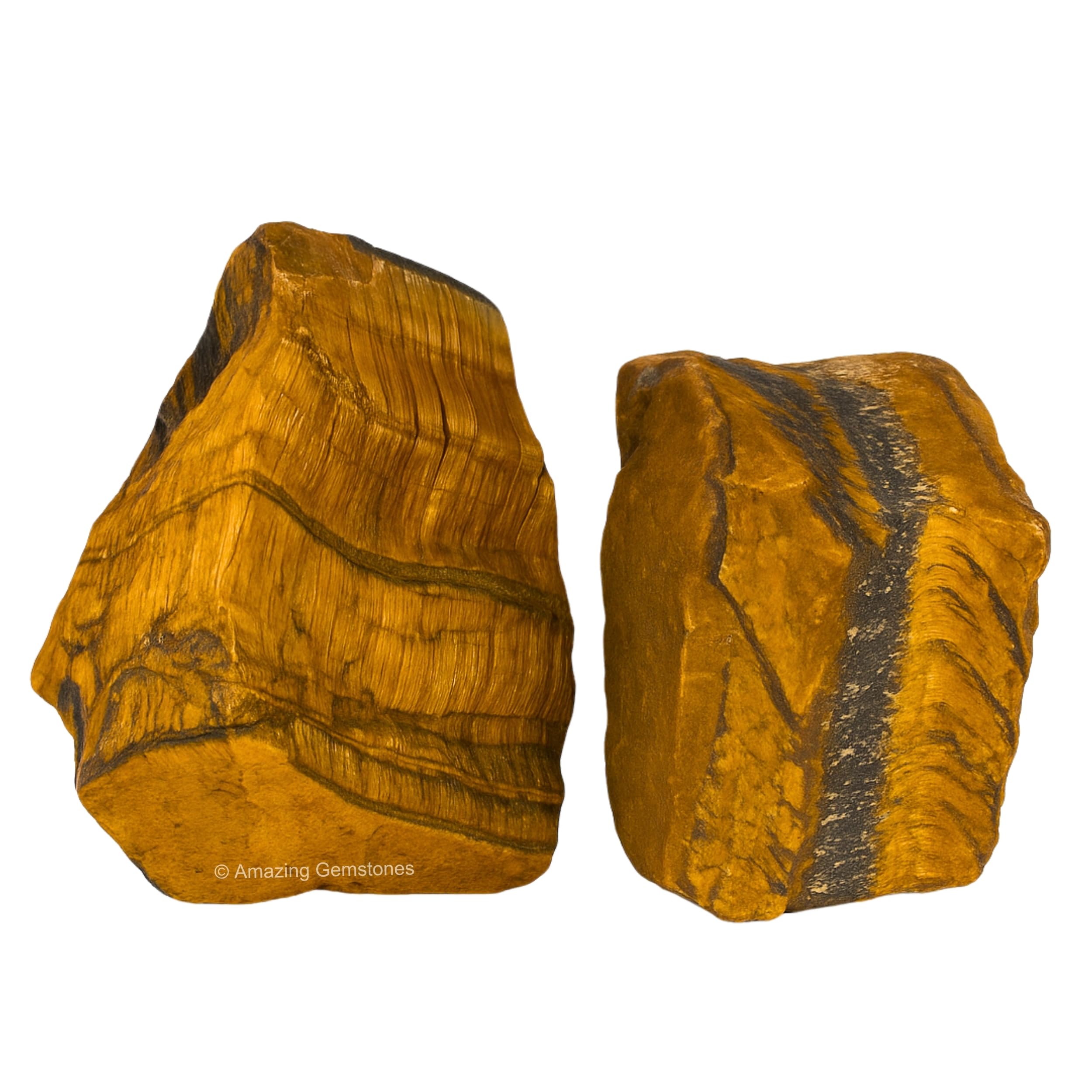 2 Pieces Tiger Eye Raw Crystals and Healing Stones | Natural Rocks for Tumbling and DIY Raw Stones and Crystals
