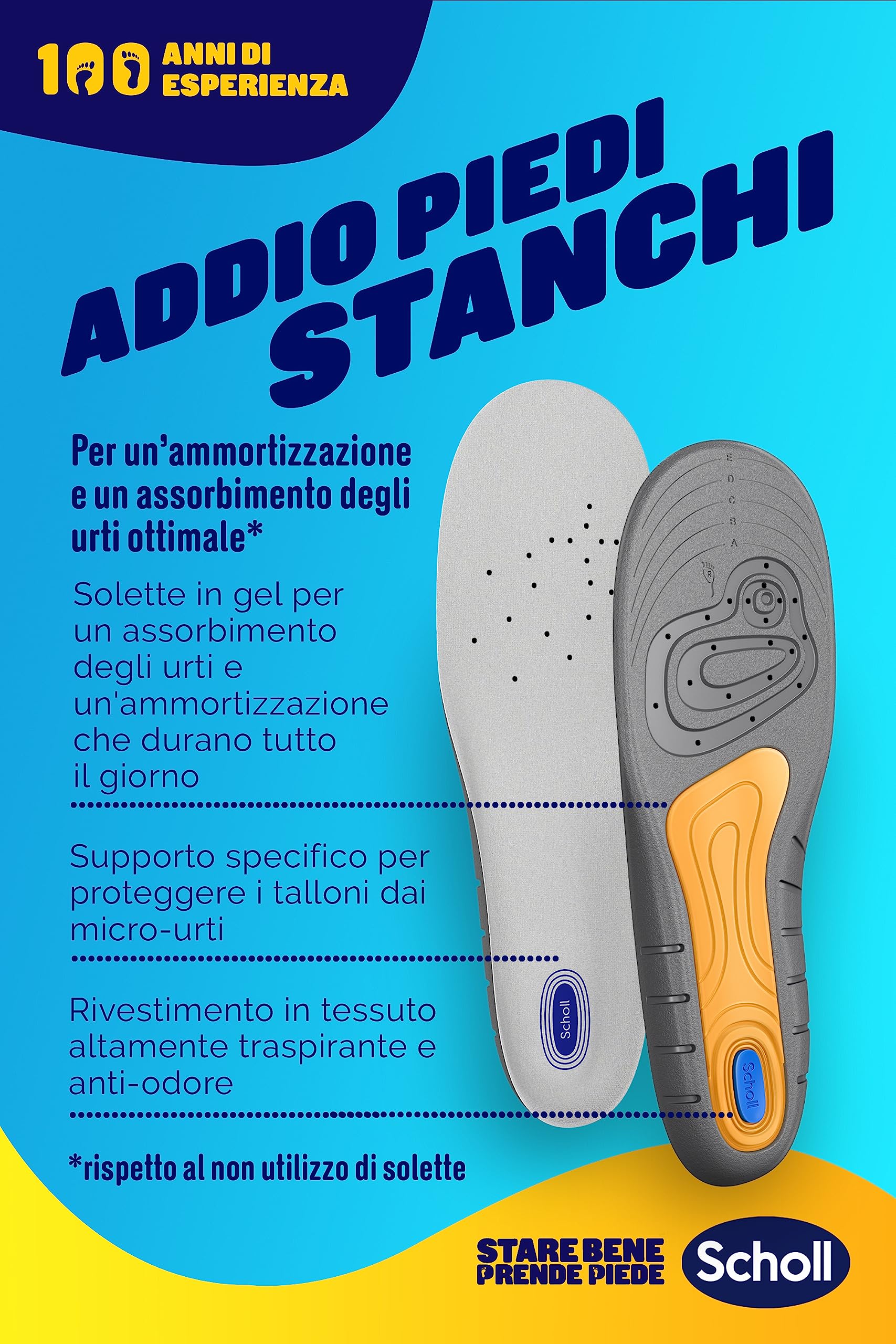 Scholl Solette Gel Activ Work, Solette da Lavoro per Donna con Tecnologia Antiodore, Azione Ammortizzante e Anti Urti, Taglia 35.5 - 40.5 EU, Confezione da 1 Paio