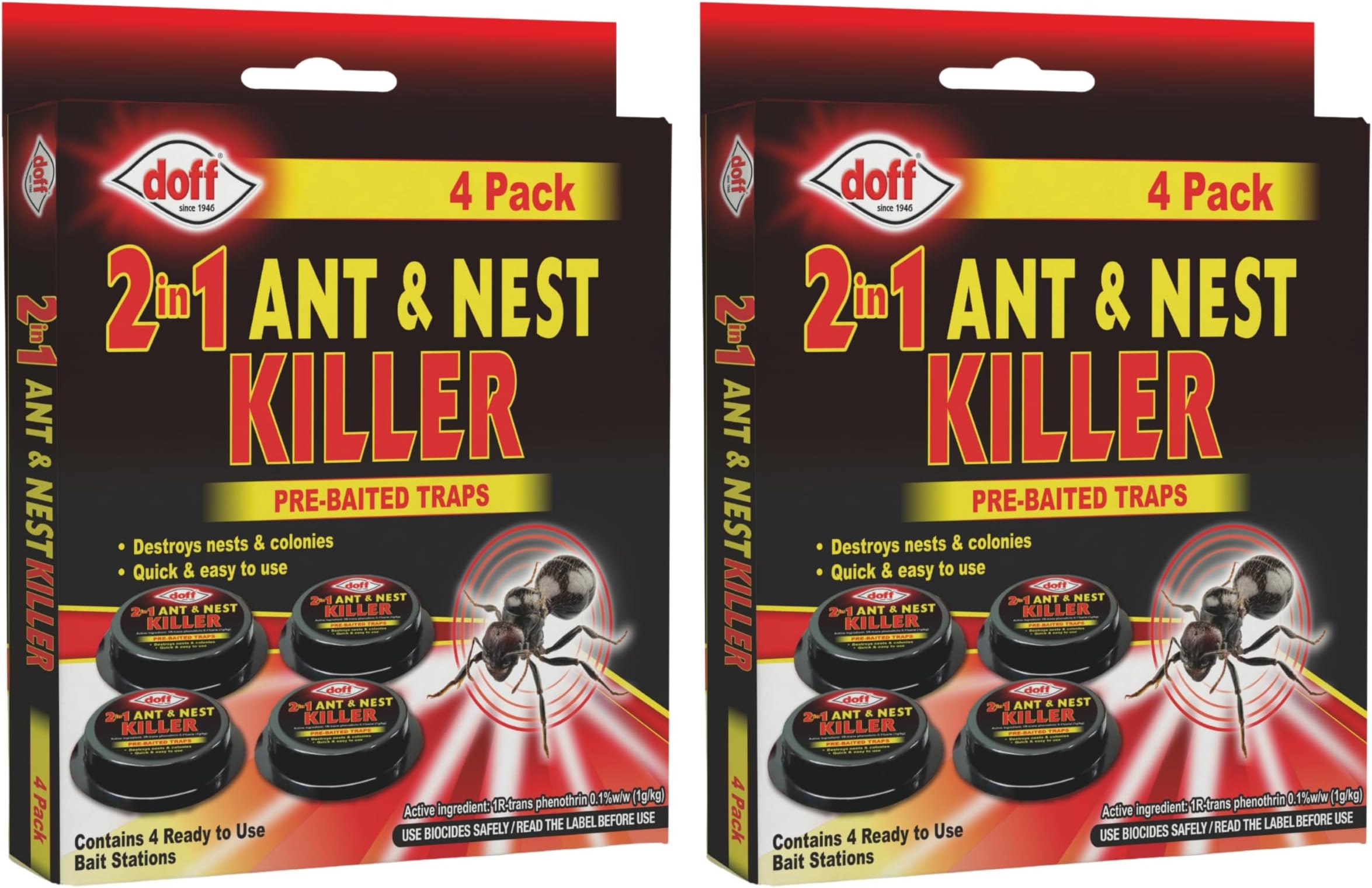 FERRIS | 8pk Ant Killer Bait Station Destroys Ants and their Nests | Ant Traps used Indoors, Kills Ant Colonies Use at Home & Garden | Strongest Control System - Clean and Easy to Use, Creates No Mess
