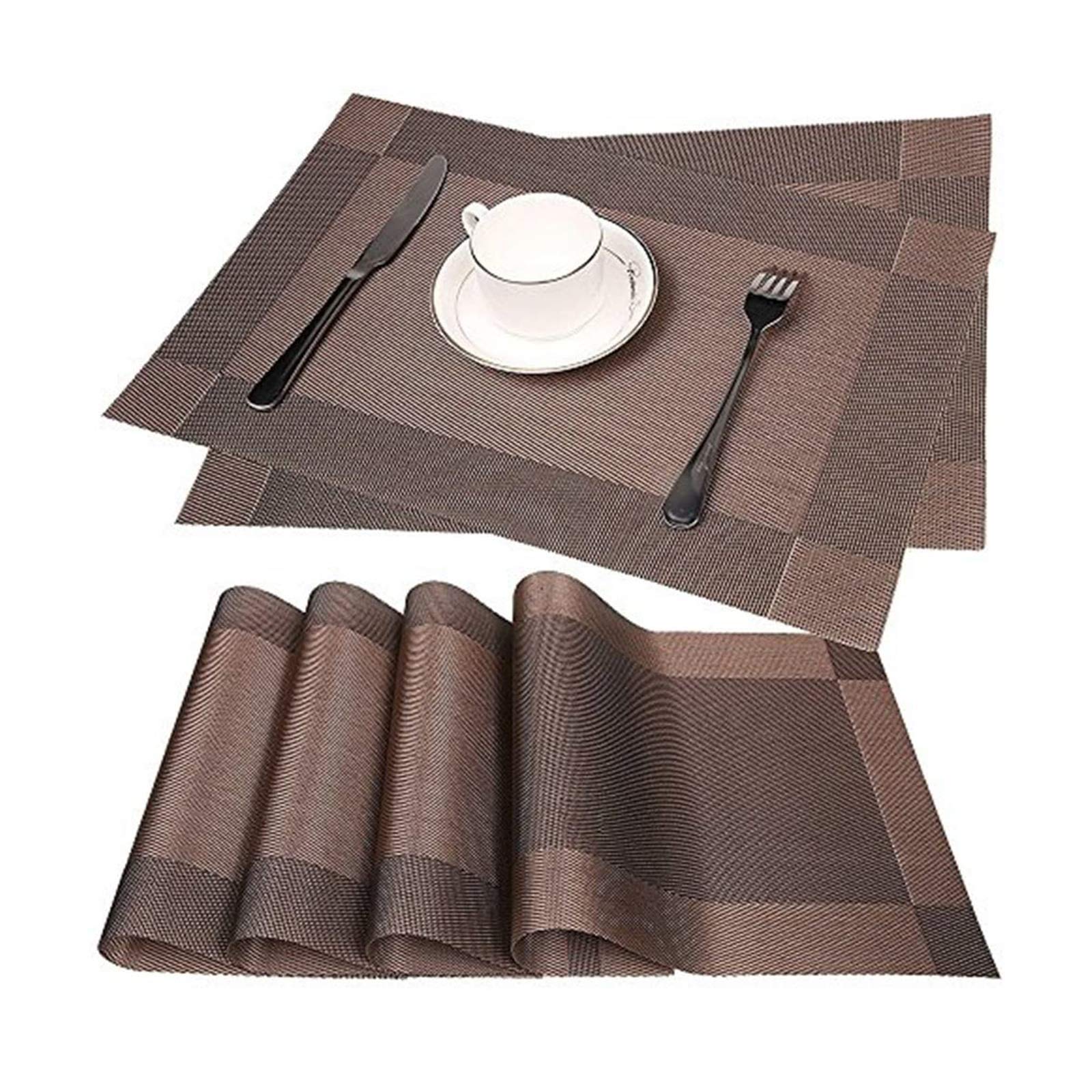 Manteles Individuales de PVC para el hogar, manteles Individuales de Mesa Antideslizantes Tejidos a Prueba de rasgaduras Lavables, decoración de Acción de Gracias, Mantel Impermeable, Juego de 6