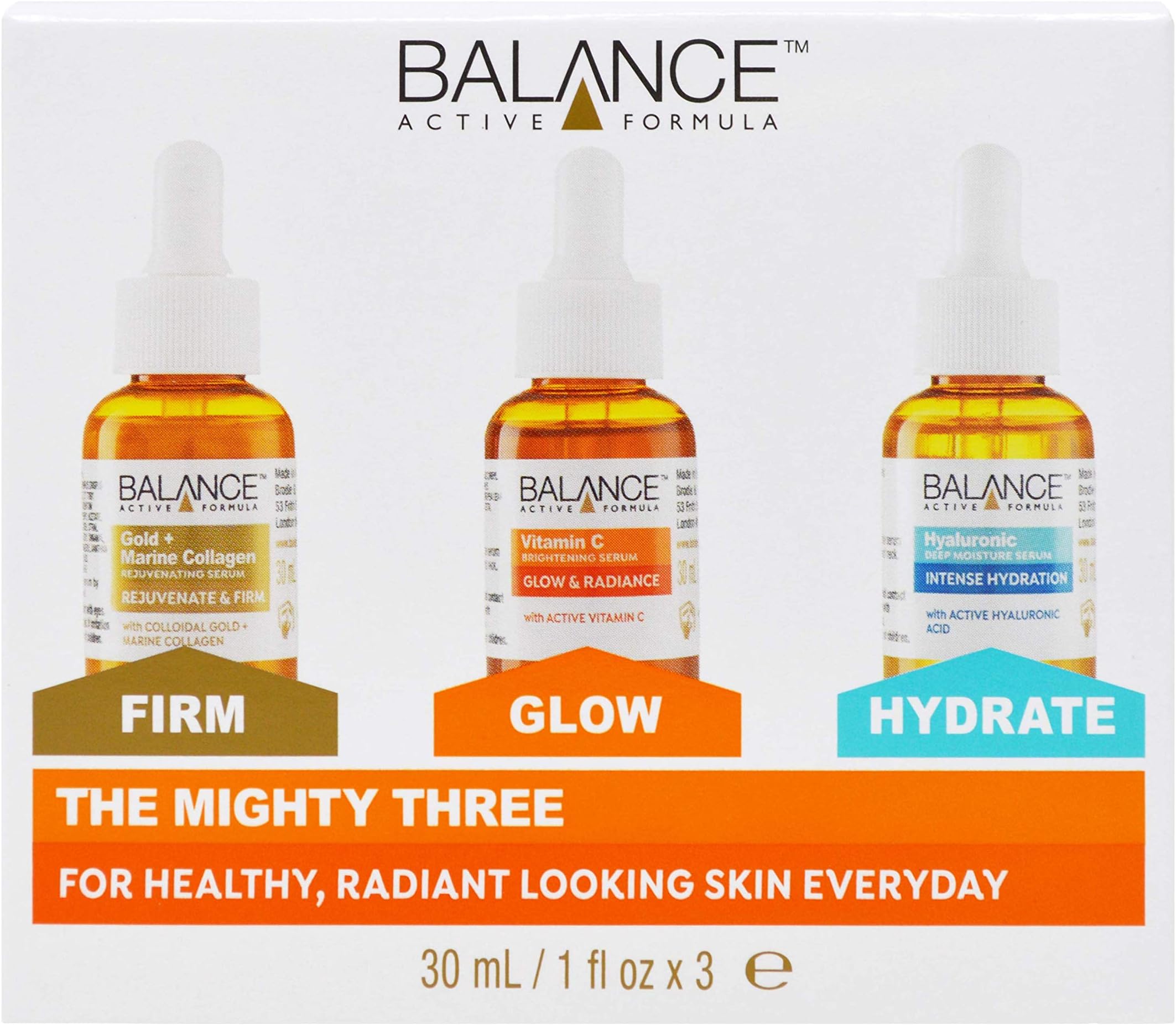 Balance Active Formula The Mighty Three (3 X 30ml) - Breakthrough Active Ingredients, Visible Results. Three Targeted Serums That You Can Layer Together Or Use Individually.