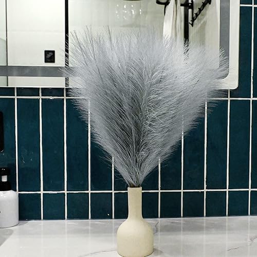 Miniatura 22 de Arreglo de 6 Piezas de Hierba de Pampa Sintética - 18 Pulgadas/45cm de Pasto Artificial Esponjoso y Pomposo para Decoración Boho Chic del Hogar