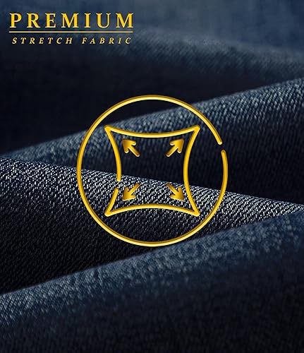 Miniatura 7 de ETHANOL Jeans de punto elástico recto súper cómodo para hombre de cinco bolsillos