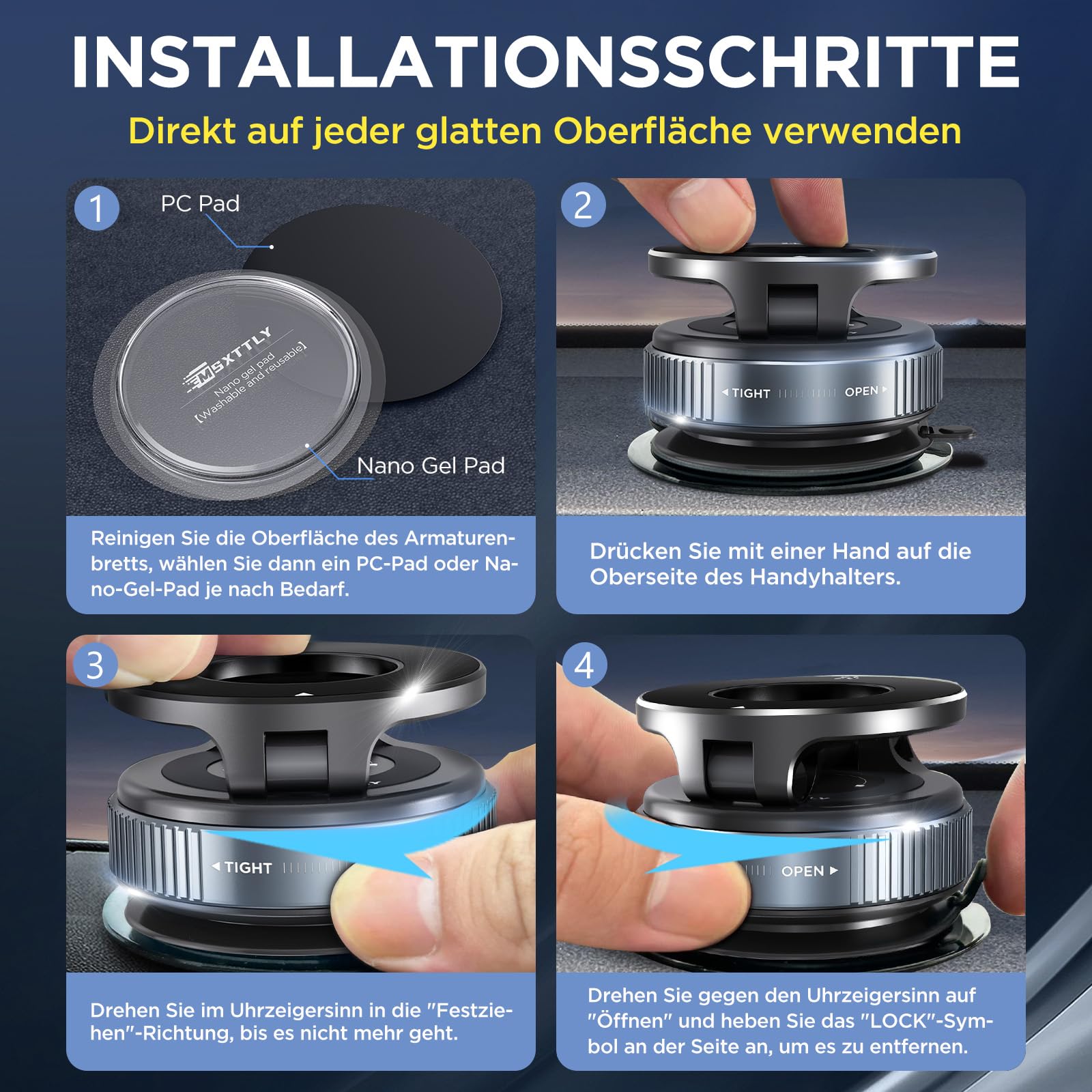 MSXTTLY Militärische Handyhalterung Auto Magnet Für MagSafe Autohalterung Magnetisch [36KG Saugnapf Vakuum 360°Drehbar 24XN55 Magnets] Halterung Auto für iPhone 17 Pro MAX 17-12 Alle Handys Vmag-S1