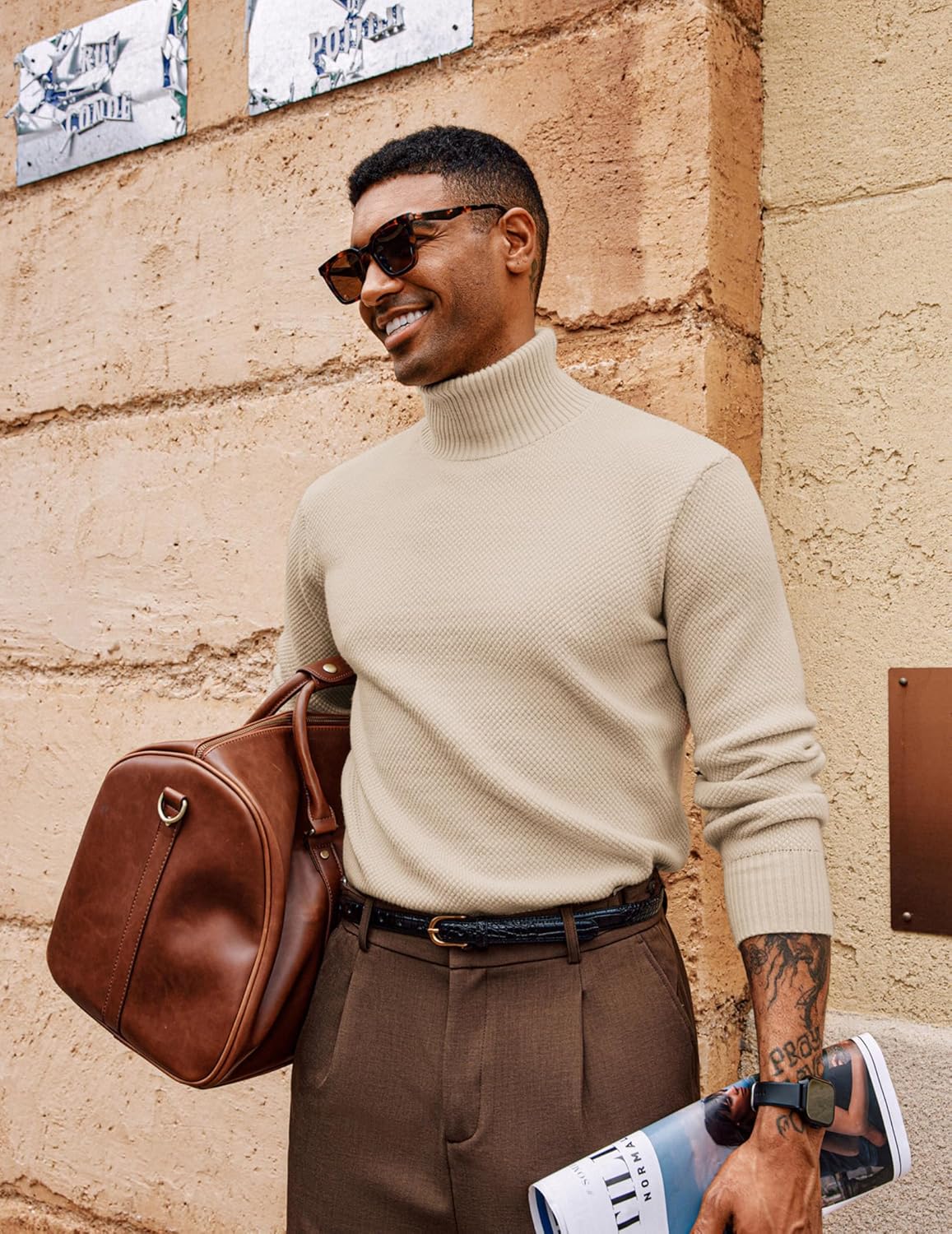 PJ PAUL JONES Mens Turtleneck Sweaters Long Sleeve Mock Neck Knit Sweaters Ribbed Slim Pullover Sweater - Image 4