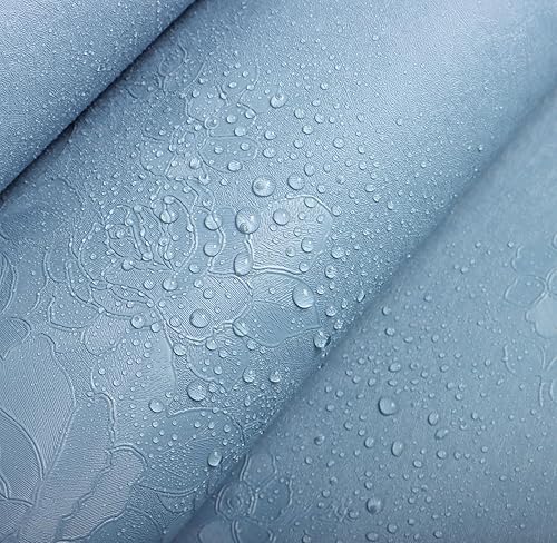 Miniatura 8 de Erfoni Papel tapiz autoadhesivo con textura floral gris y azul para despegar y pegar, papel de contacto grueso en relieve, papel tapiz autoadhesivo