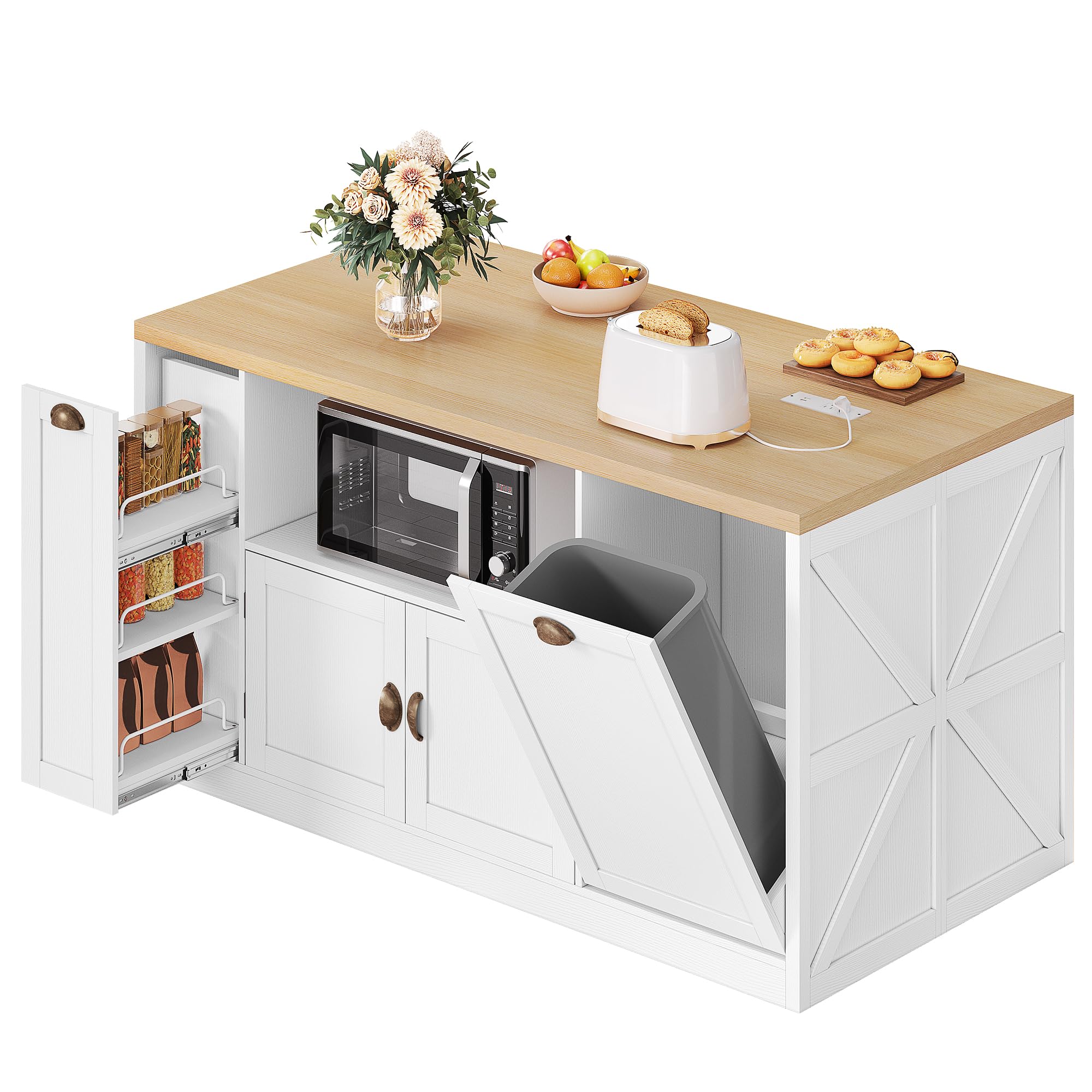 Photo 1 of Homiflex Kitchen Island with Storage, 63" W Large Island Table