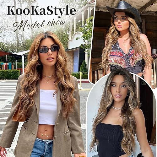 Miniatura 4 de KooKaStyle Extensiones invisibles de cabello rubio decolorado con alambre transparente, tamaño ajustable, 4 clips de seguridad, 20 pulgadas de