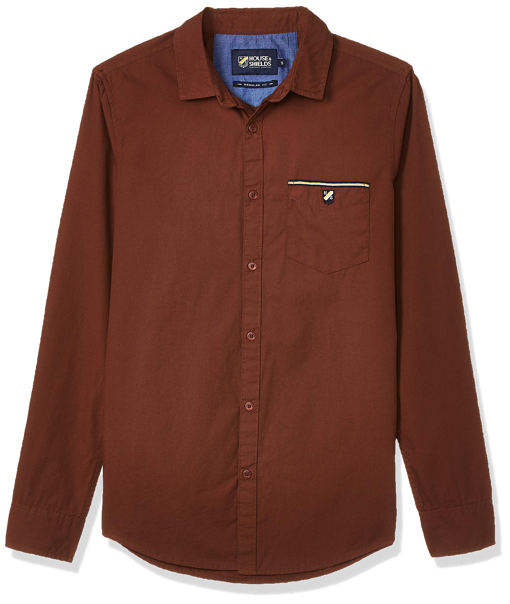 Amazon Brand - House & Shields Men's Solid Regular fit Casual Shirt