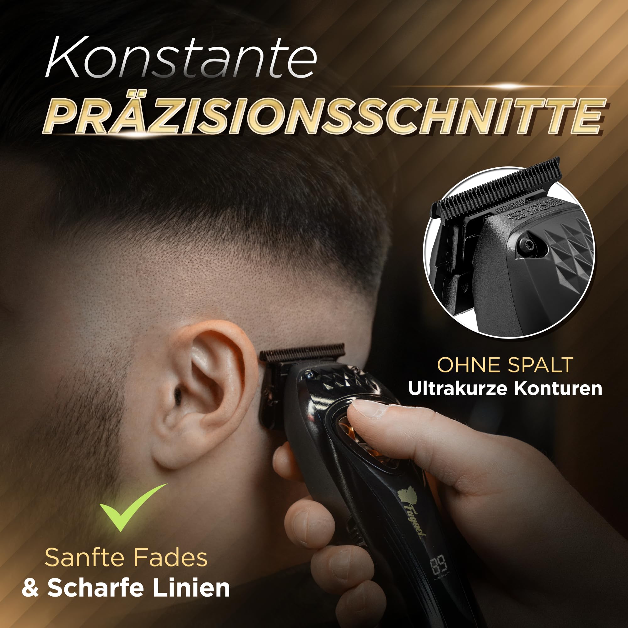 Fagaci Profi Zero Gap Haartrimmer Herren mit DLC Klingen, Hoher Drehmoment Konturen Haarschneidemaschine 0 mm, Haarschneider Herren Akku mit Vector-Motor, Detailer Haar Trimmer & Konturenschneider