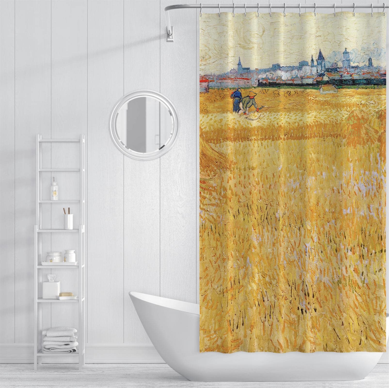 Dutch Impressionist Art Kunstwerk Drucke Duschvorhang Weizen Feld Landschaft Druck Landschaft Kunst Badezimmer Duschvorhänge Home Hotel Qualität Quick Dry 220x183cm