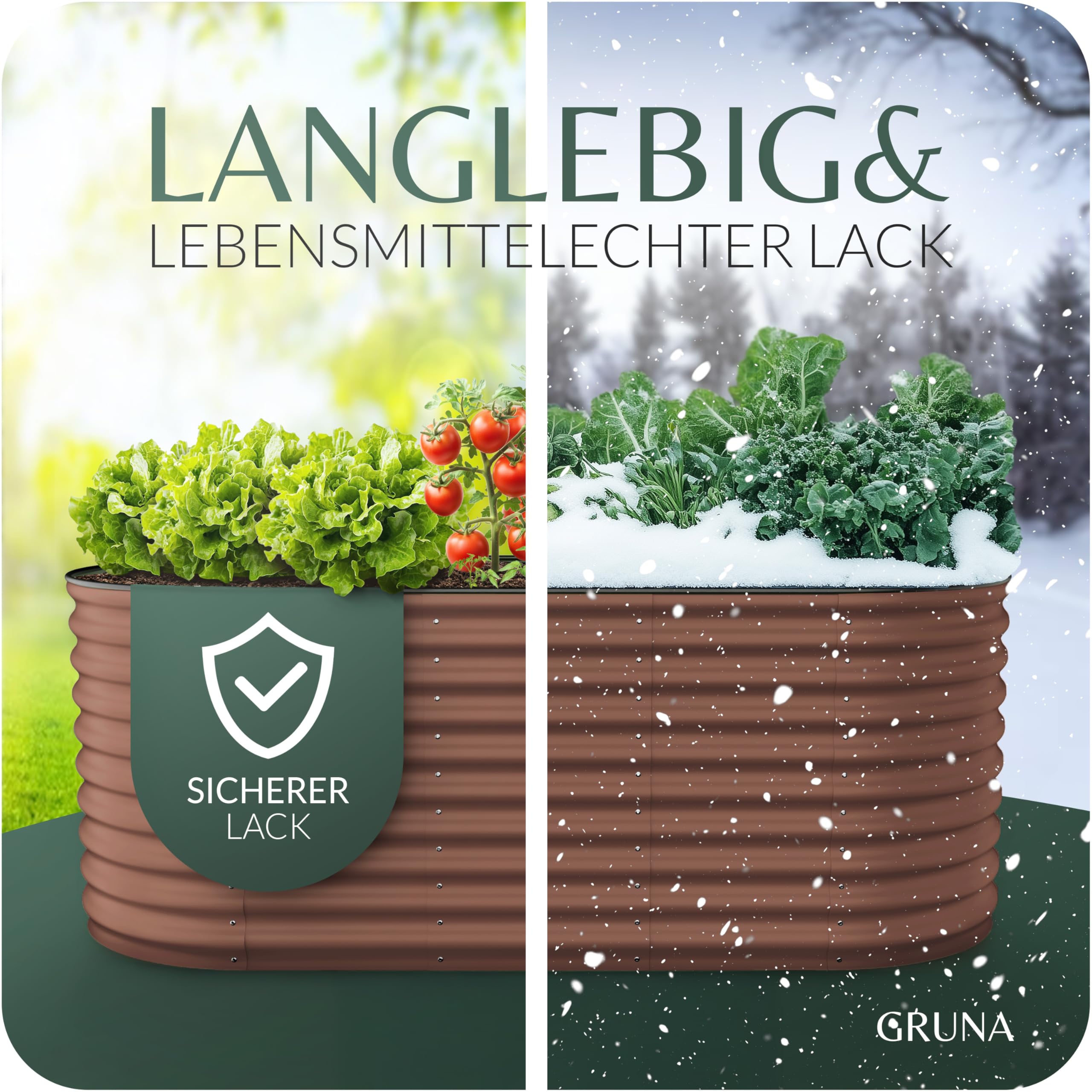 GRUNA Hochbeet Metall 200x60x75 (Braun) - Formstabil & 100% Rostfrei