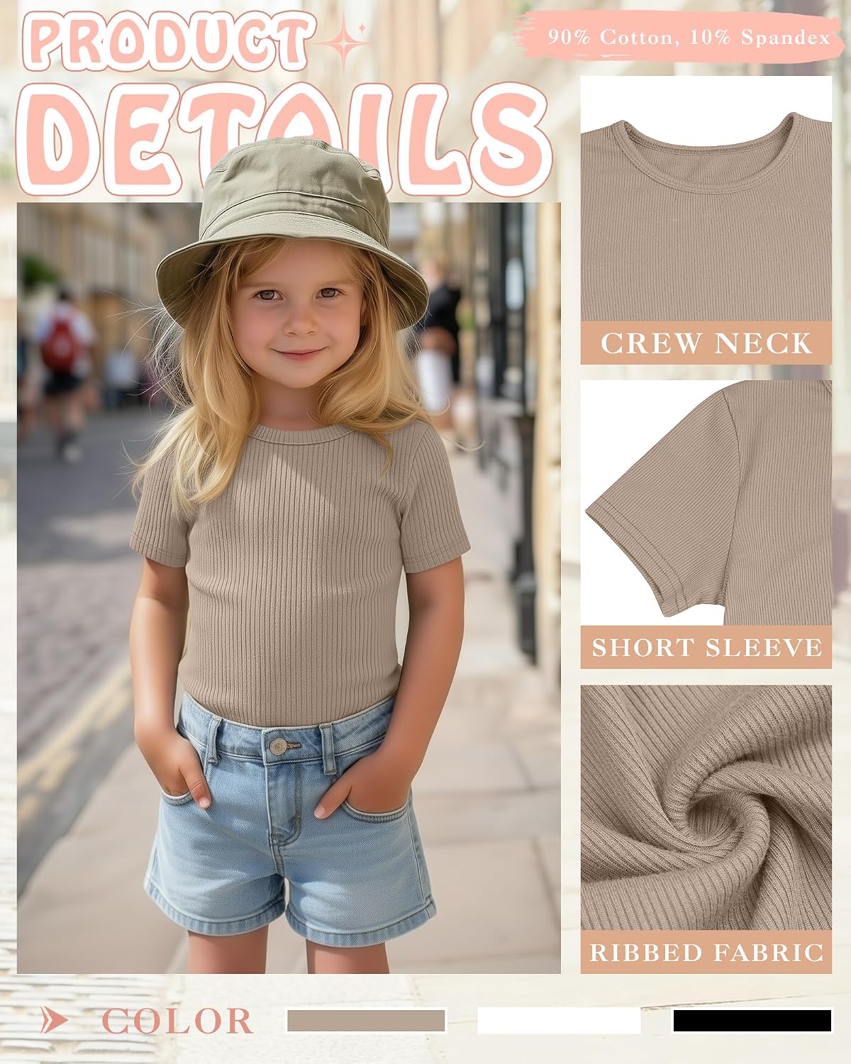 3 Pack Toddler Girls Short Sleeve Top