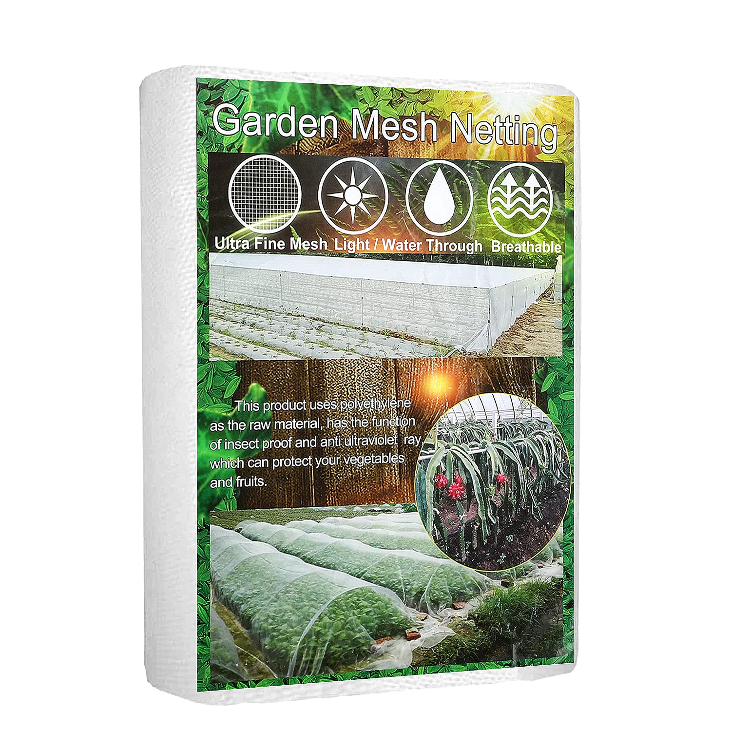 FINEST+ Garden Barrier Netting, 8ft×24ft Fine Mesh Netting, Anti Bird Garden Netting Plant Covers for Protect Plants Fruits Flowers Trees