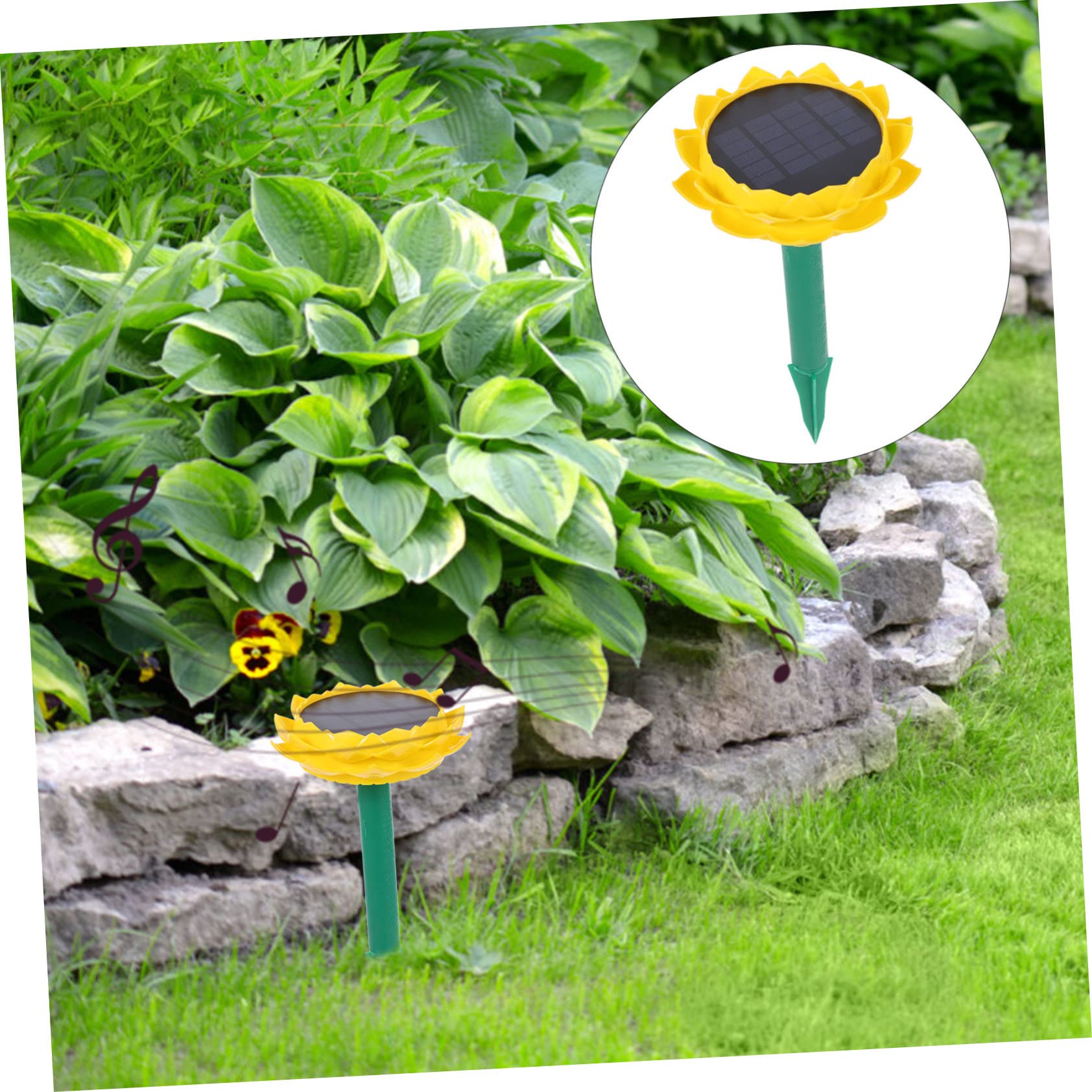 KOMBIUDA Altoparlante Solare a Forma di Loto, in Plastica Gialla, 500mah, per Esterni e Giardino, Riproduce Canti Buddisti
