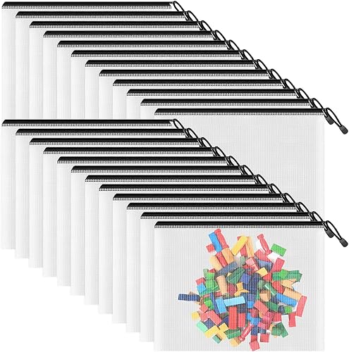 Miniatura 9 de Smarpau Bolsa de malla con cremallera B4, paquete de 24 bolsas con cremallera de 15 x 11 pulgadas para organizar, bolsas impermeables multiusos con