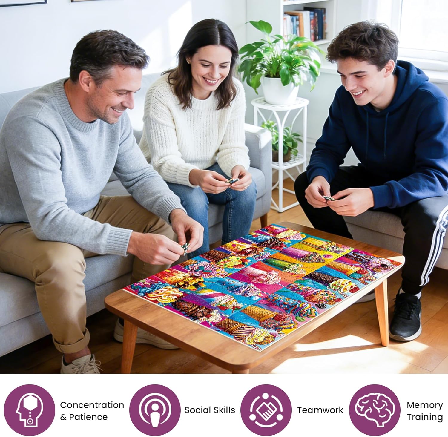 500 Piece Puzzles for Adults,Colorful Ice Cream Food Jigsaw Puzzle for Adults Seniors,Recycled Cardboard Summer Puzzle 500 Piece,Challenging Family Game Great Gift for Family Friends,20.5 x 15 in