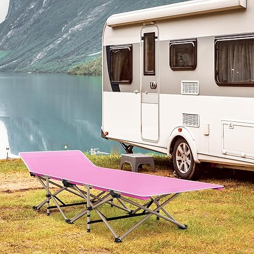 Miniatura 11 de MoNiBloom Catre de dormir plegable para adultos, fácil de instalar, portátil y ligero, catre de campamento para acampar al aire libre, descansar y