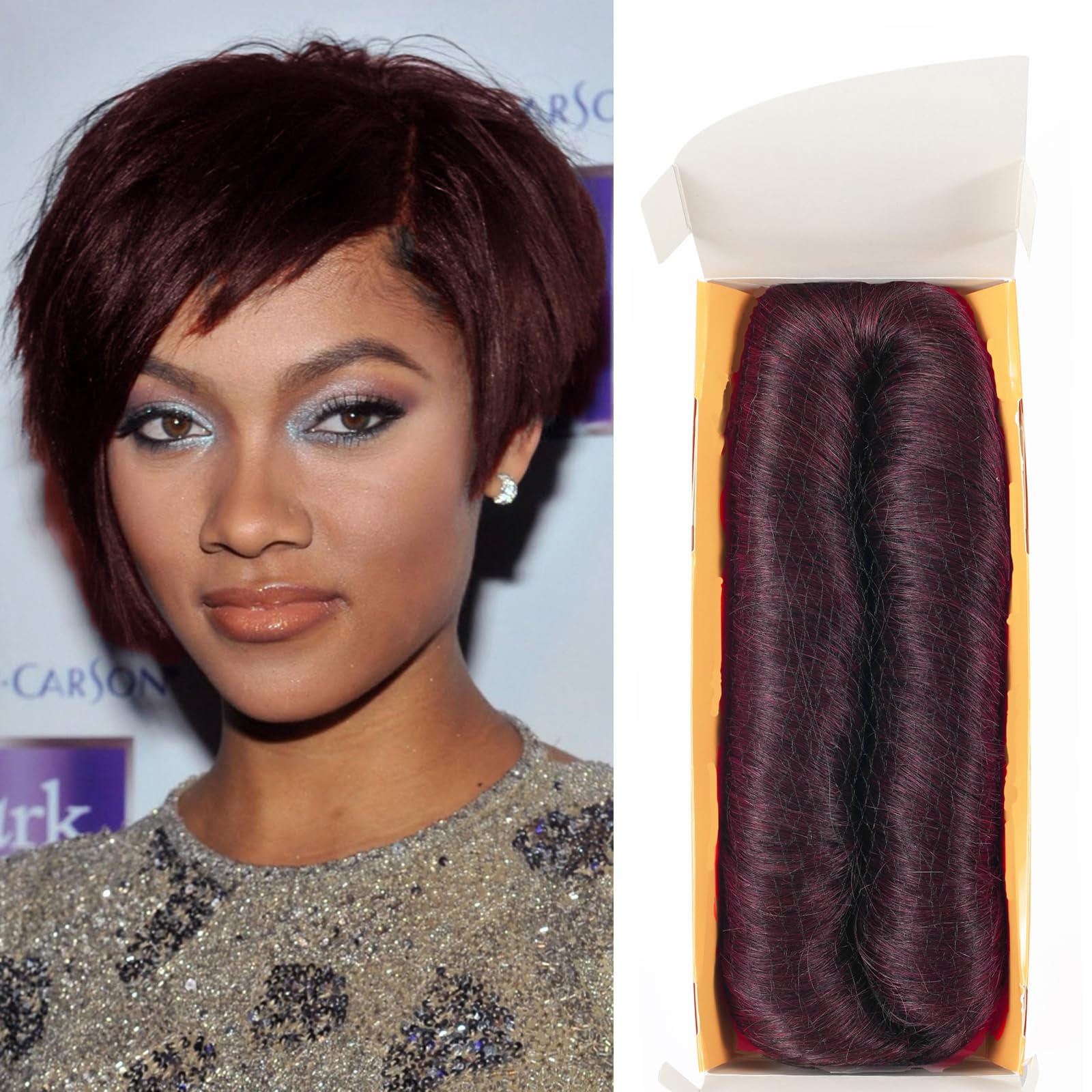 Flosius 28 Pieces Short Human Hair Weave with Top Closure Straight Brazilian Virgin Hair Extension for Black Women (#99J)