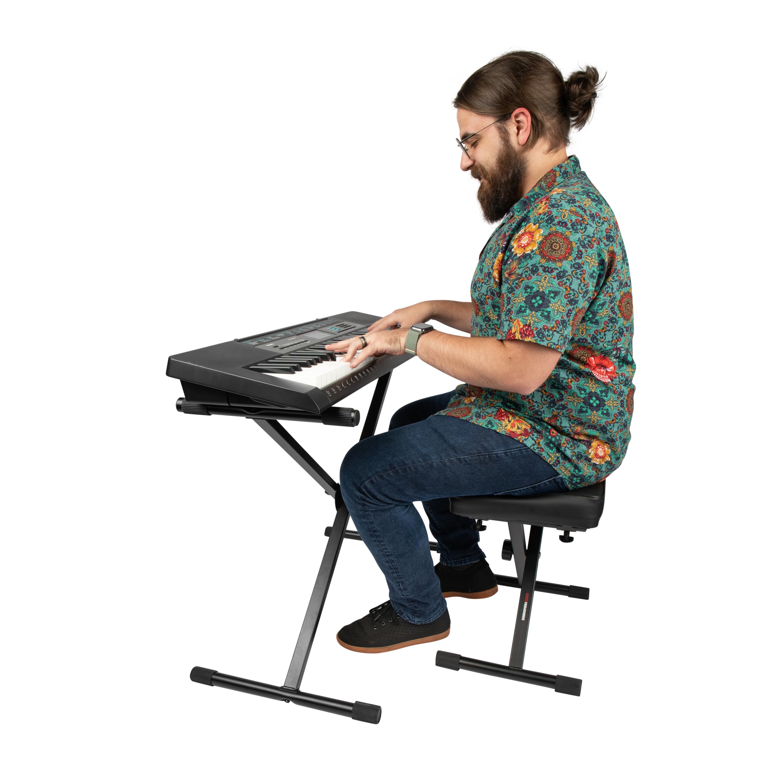 Gator Frameworks Kompakte und klappbare Keyboard-Bank und X-Stand Set; (GFW-KEYBENCH-Set)
