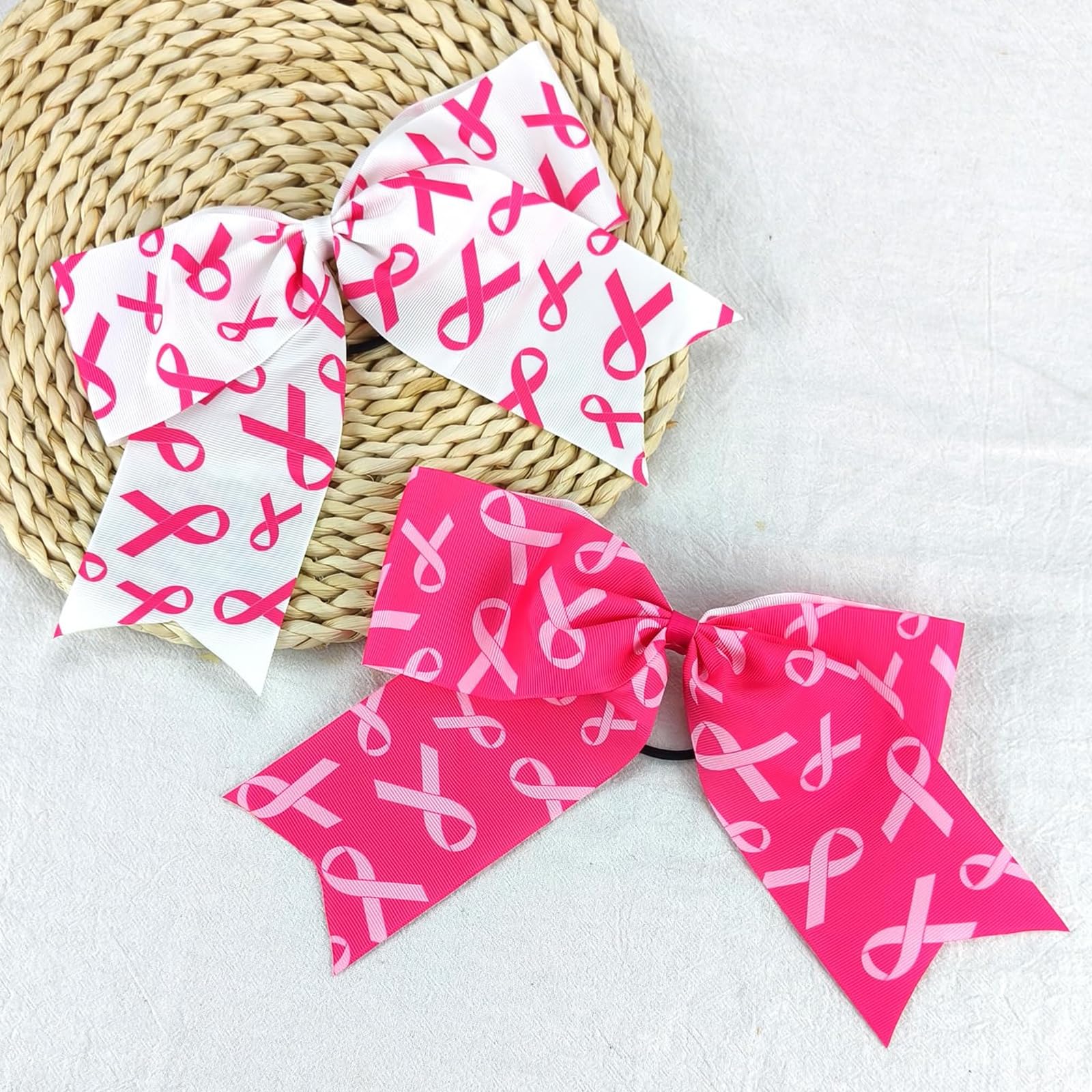 Lazos de cinta rosa para el cabello, lazos para el cabello para concienciación sobre el cáncer de mama, coleteros rosados, lazos de animación para niñas y mujeres, accesorios para el cabello, 2