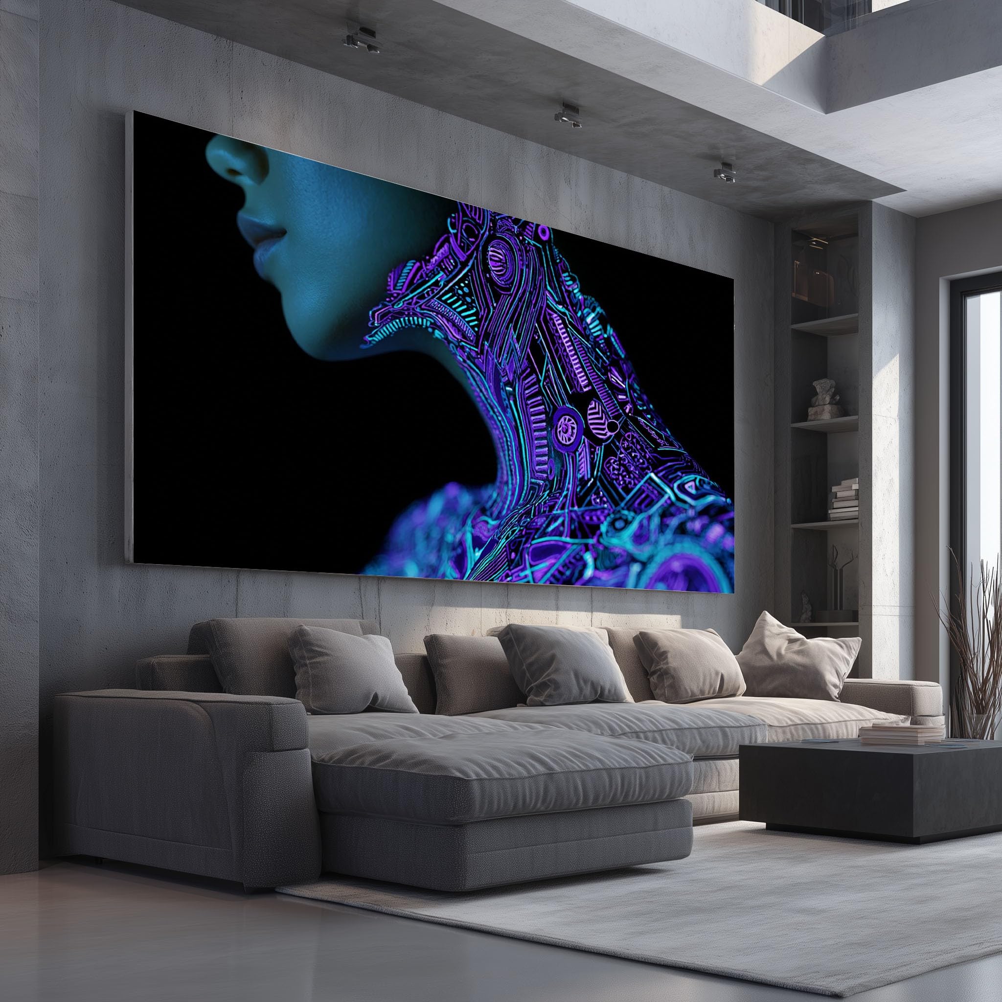 Quadro Moderno Camera da Letto Profilo di fantascienza Decorazione Murale Codice digitale Stampa su Tela Senza Cornice Anatomia moderna Soggiorno Ufficio 70x140 cm