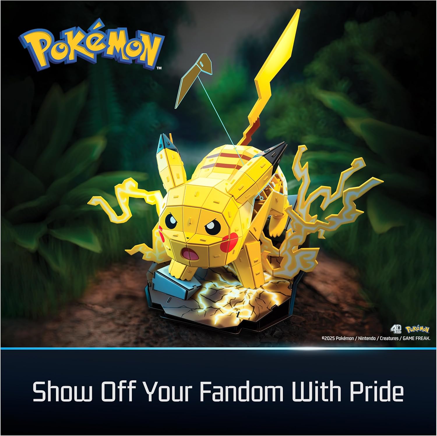 4D Build, Pokémon Pikachu 3D Model Kit, Pokémon Figure, Kanto First Partner Collection, Desk Décor, 201 Pieces, for Ages 12 & Up